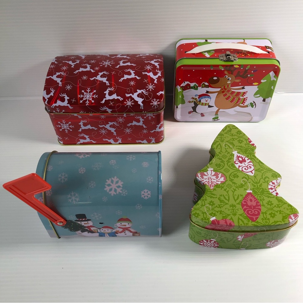 4 PCE Christmas Tin Set